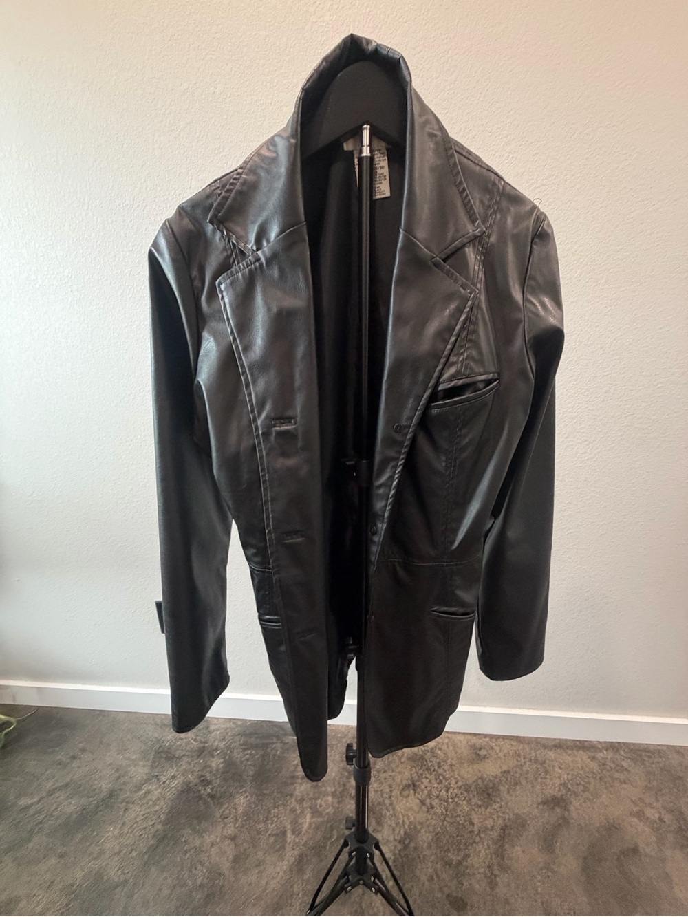 White Stag Black Faux Leather Trench Coat
